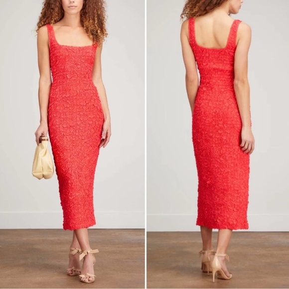 MARA HOFFMAN Sloan Popcorn Midi Dress Red Sz XXS - Picture 8 of 9